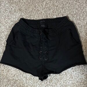 Mikuta Women's Black Lace-Up Athletic Shorts